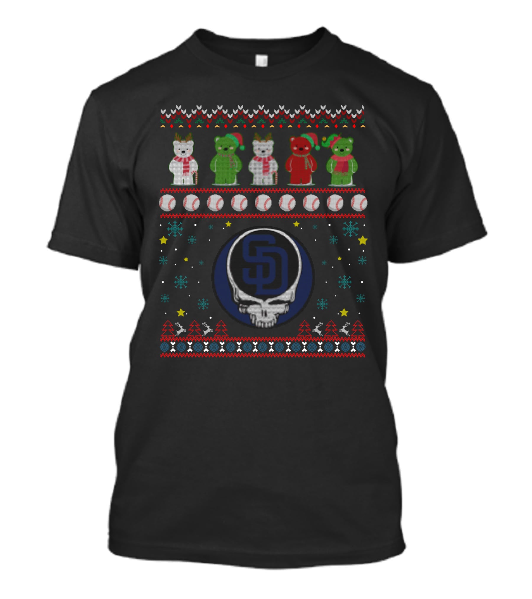San Diego Padres Grateful Dead Bears Ugly Christmas T-Shirt