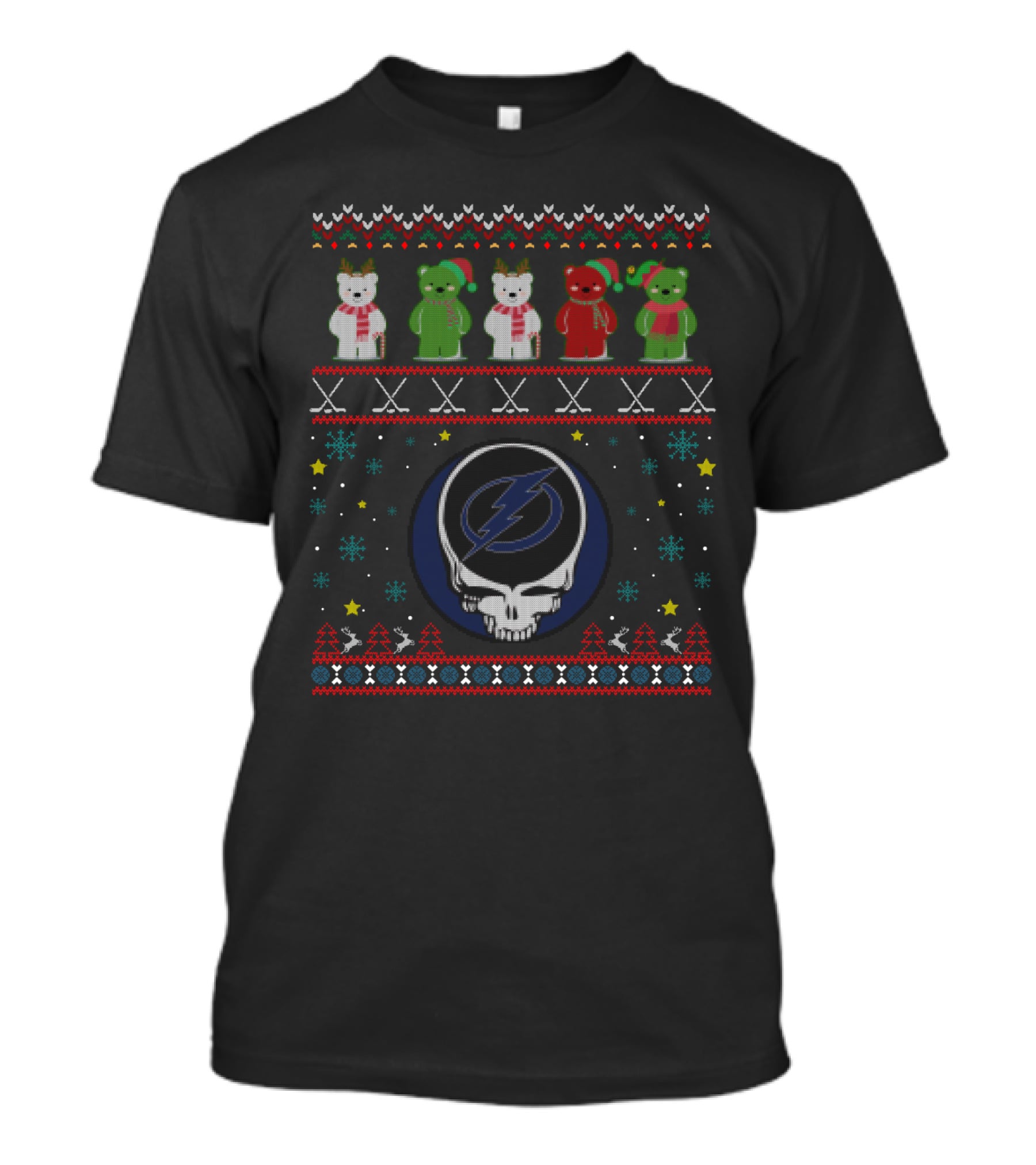 Tampa Bay Lightning Grateful Dead Bears Holiday Skull T-Shirt