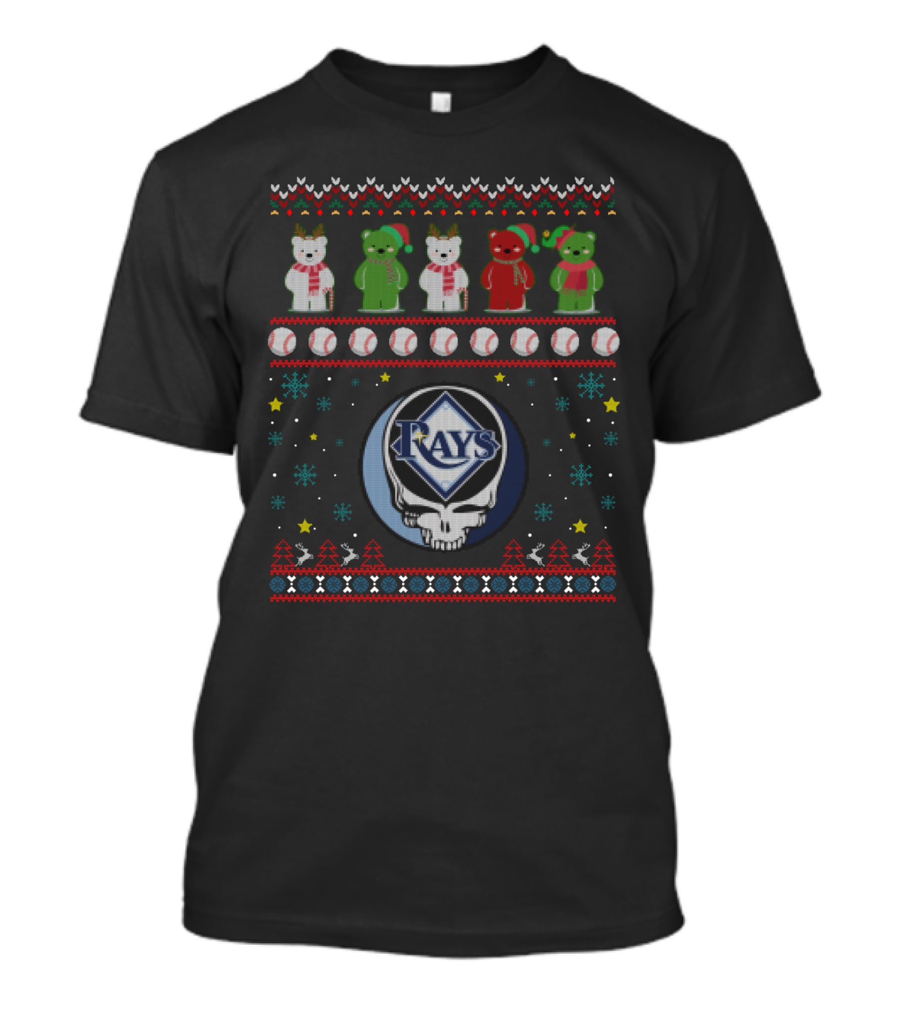 Tampa Bay Rays Grateful Dead Bears Baseball Christmas Themed T-Shirt
