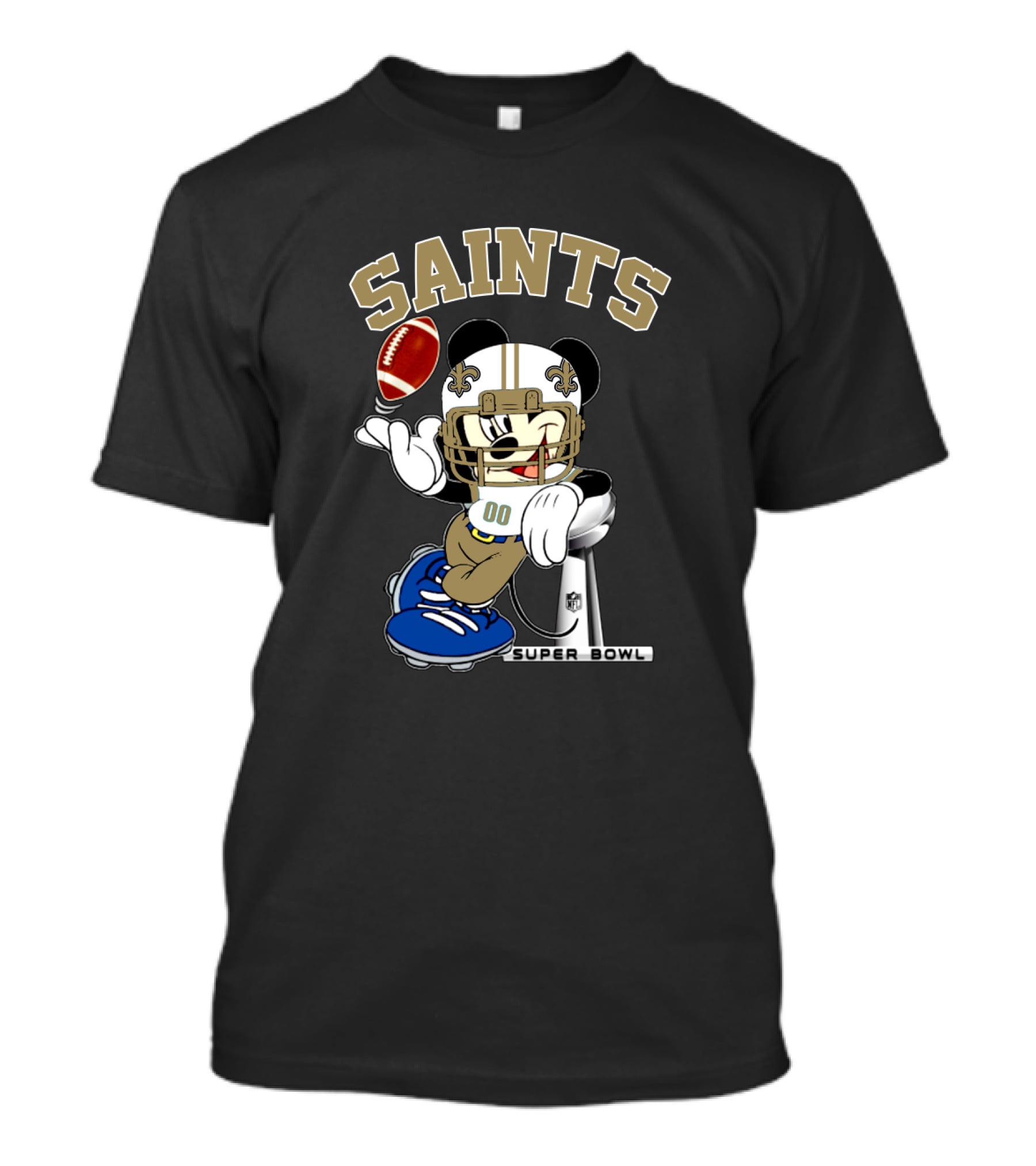 New Orleans Saints Mickey Mouse Nfl Super Bowl Football T-Shirt