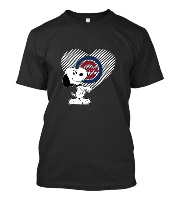 Snoopy Heart With Cubs Logo Showing Love For Chicago Cubs T-Shirt