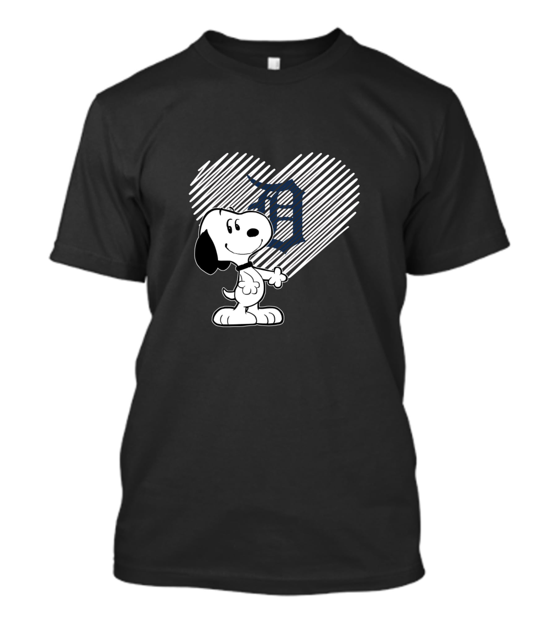 Detroit Tigers Snoopy Heart T-Shirt