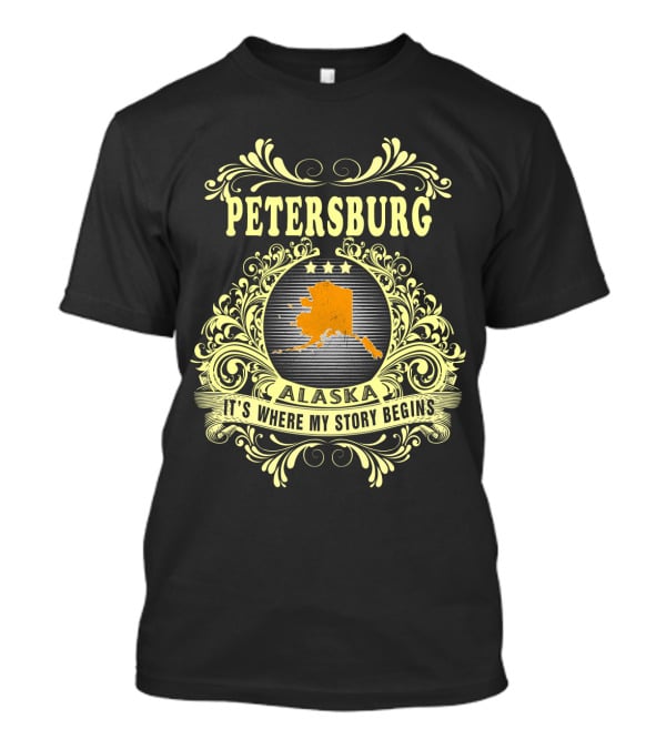 Petersburg Alaska It's Where My Story Begins Ornate Map T-Shirt