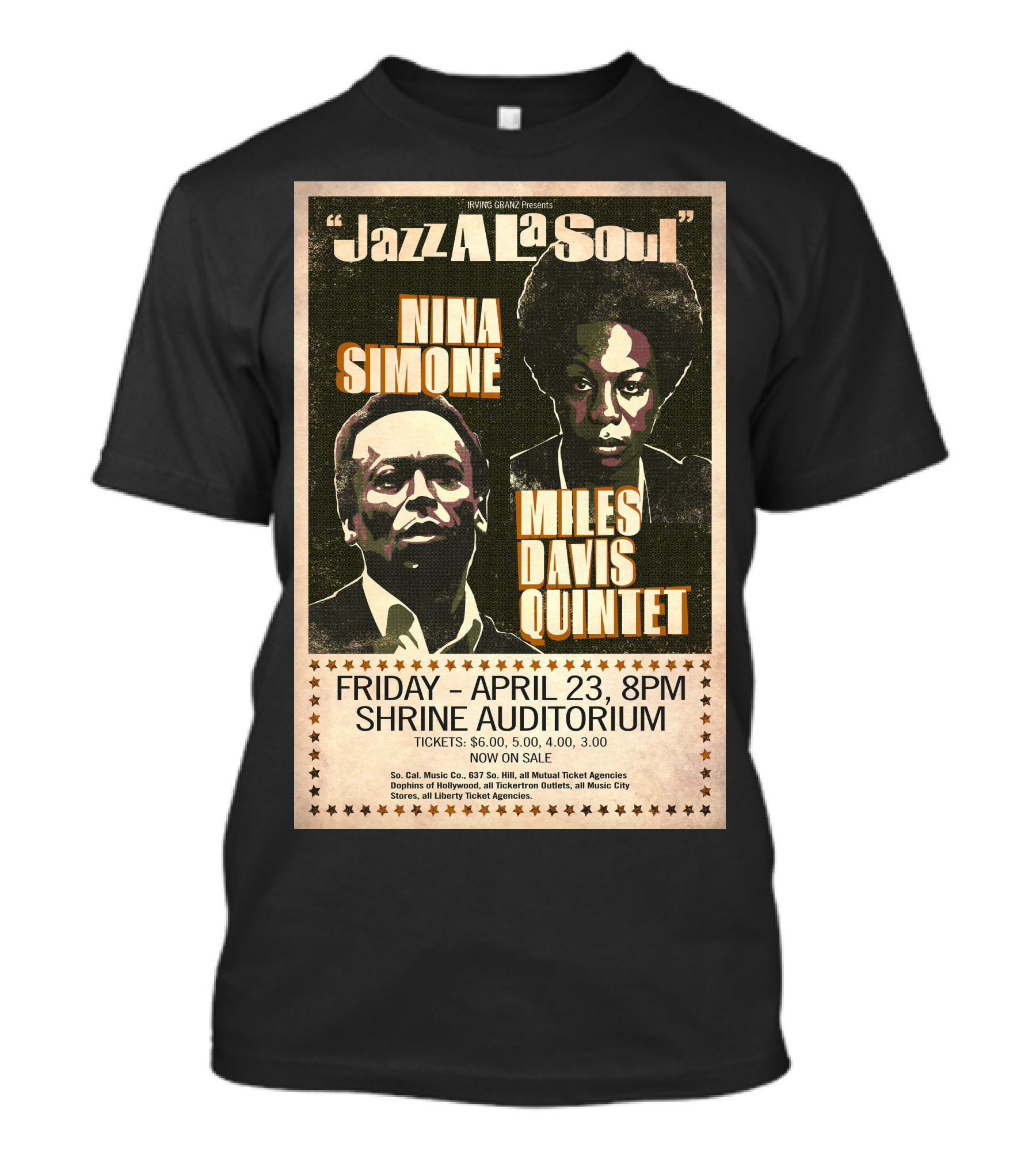 Jazz A La Soul Nina Simone Miles Davis Quintet April 23 Shrine Auditorium T-Shirt