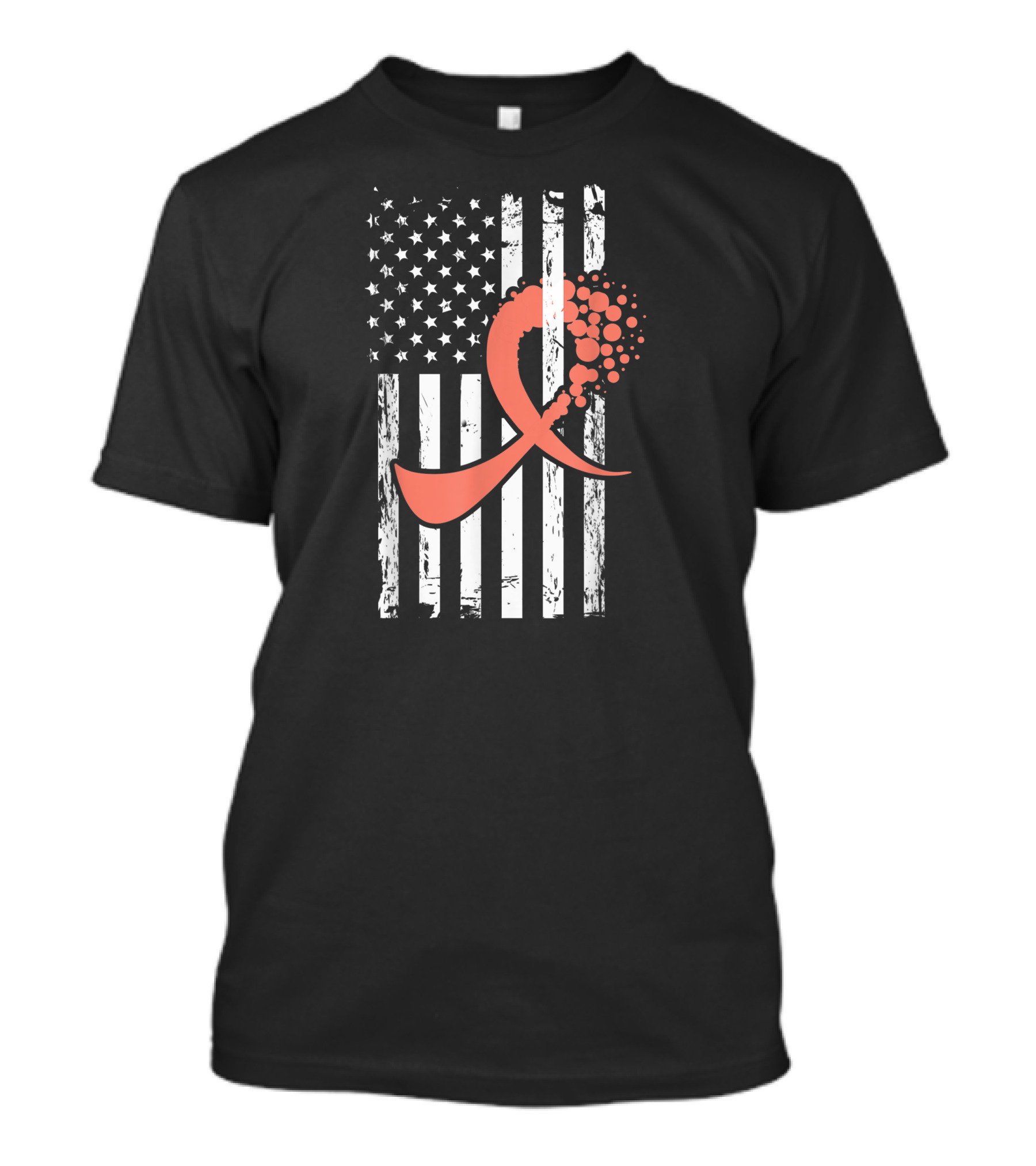 American Flag With Uterine Cancer Awareness T-Shirt