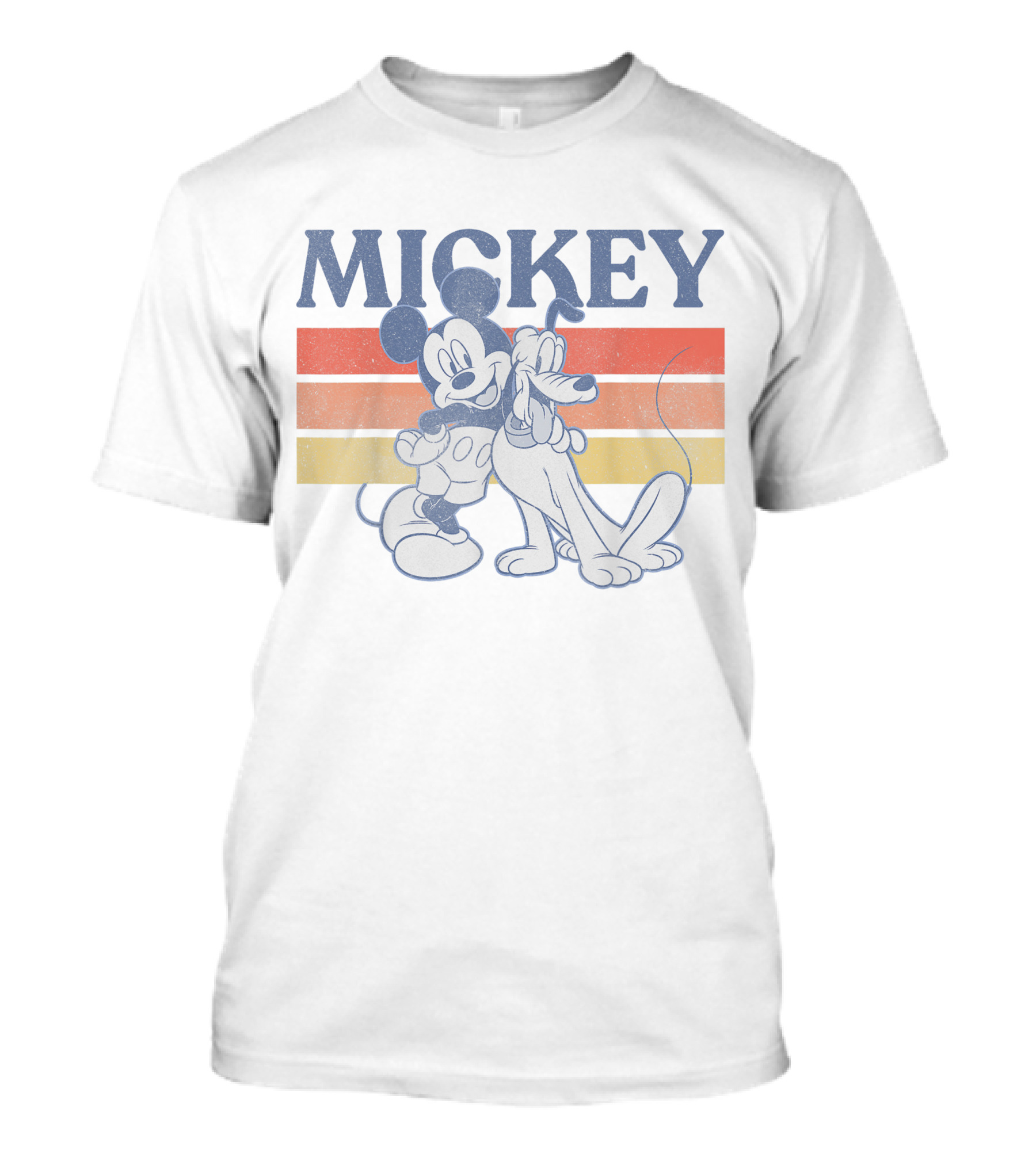 Mickey And Friends Mickey With Pluto Retro Stripes T-Shirt
