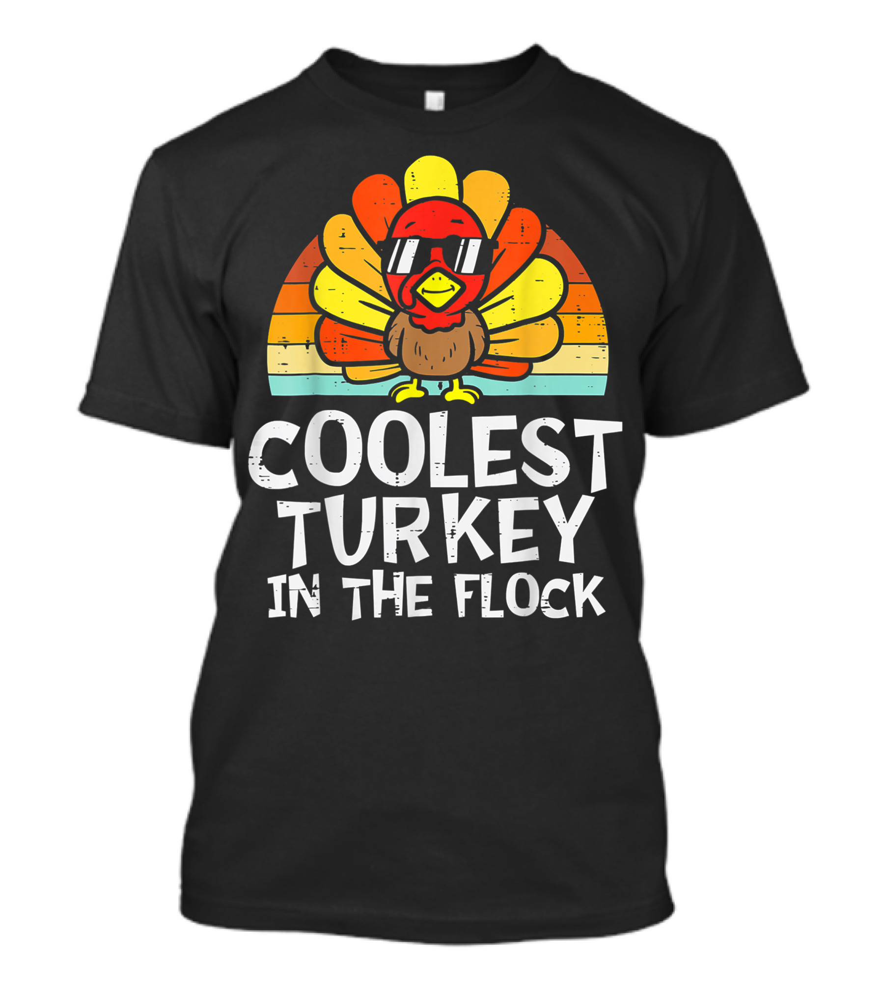 Coolest Turkey In The Flock Retro Sunglasses Vintage Sunset T-Shirt