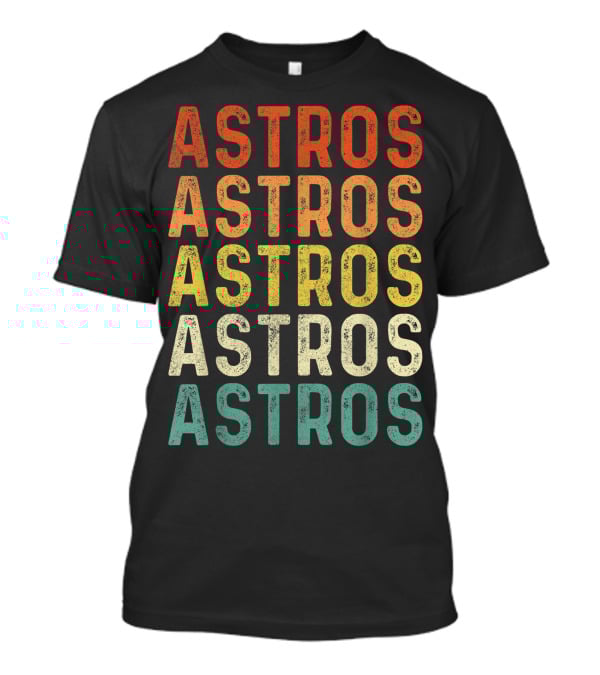 Astros Retro Multicolor Vintage Style Repeated Text T-Shirt