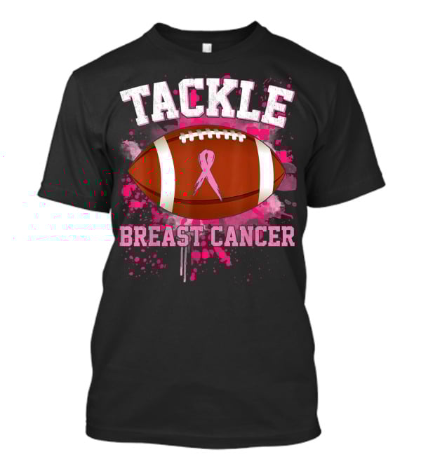 Tackle Breast Cancer Football Pink Ribbon Awareness T-Shirt
