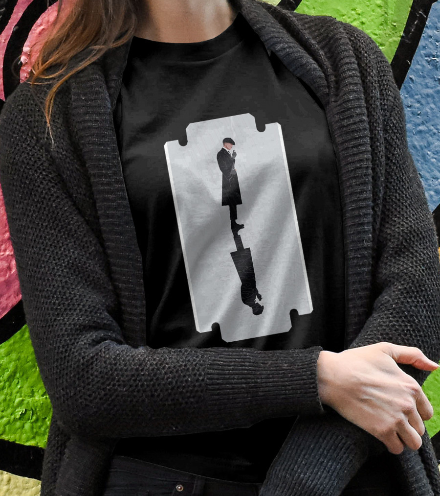 Thomas Shelby Reflective Razor Blade Shadow Image T-Shirt