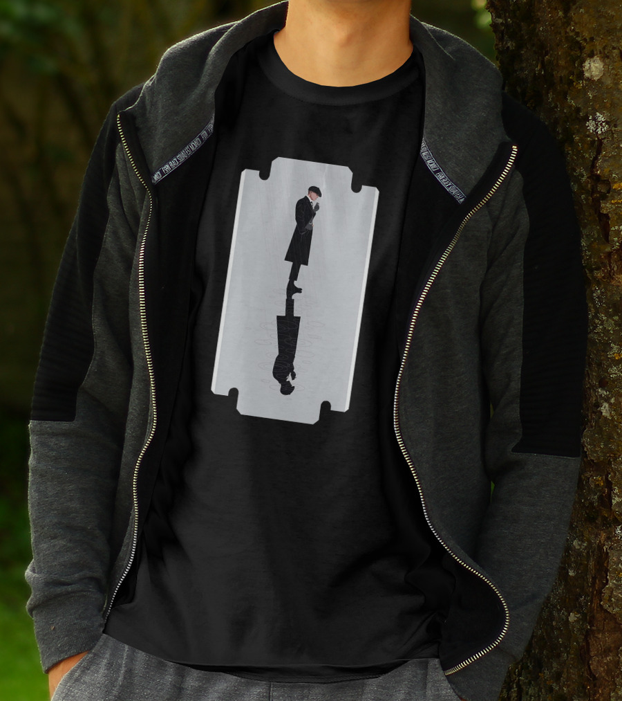 Thomas Shelby Reflective Razor Blade Shadow Image T-Shirt