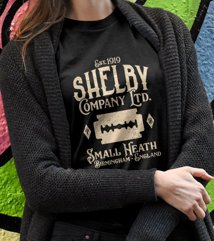 Est. 1919 Shelby Company Ltd Small Heath Birmingham England Razor Blade T-Shirt