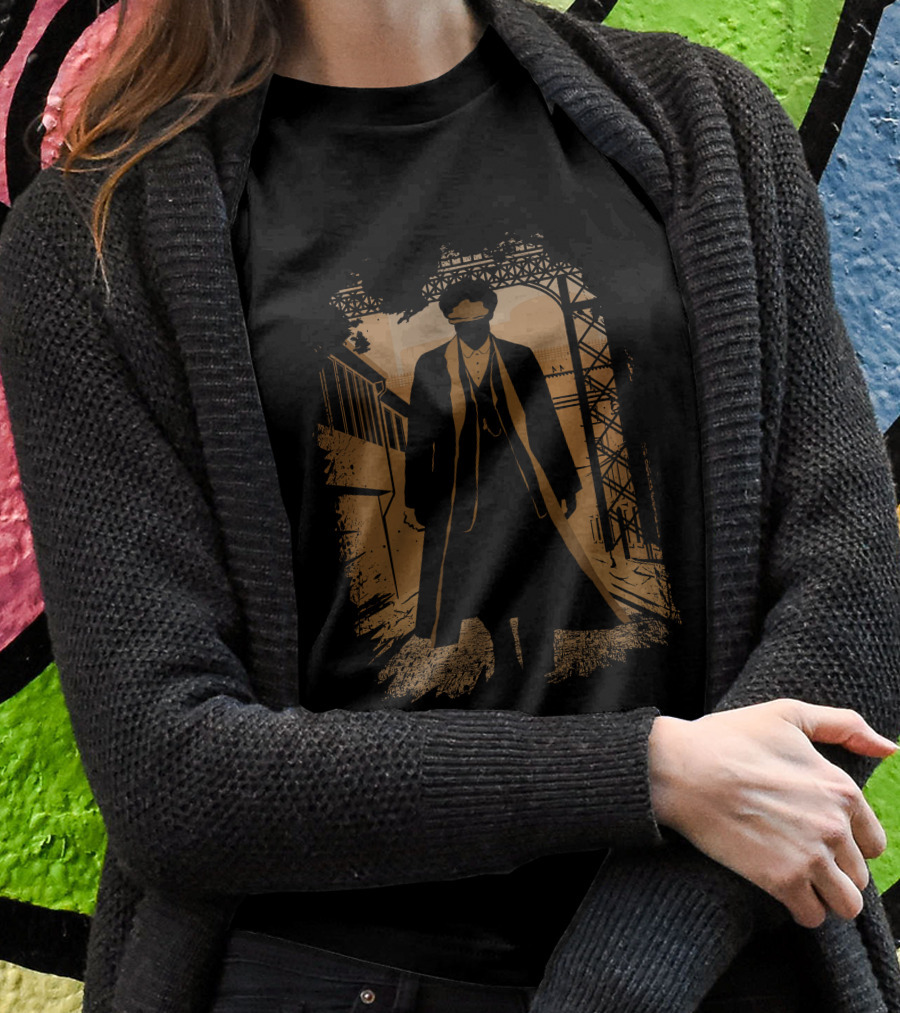 Thomas Shelby Iconic Coat Under Industrial Archway T-Shirt