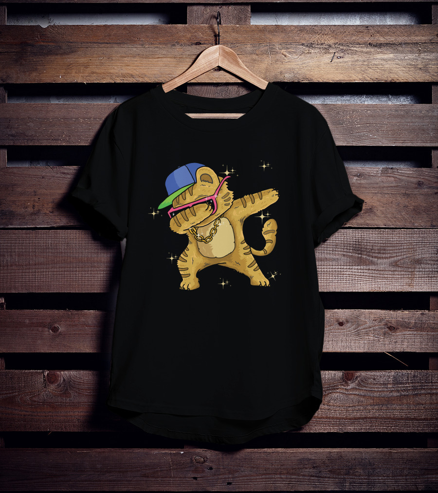 Hip Hop Cat Dab With Cap And Gold Chain T-Shirt