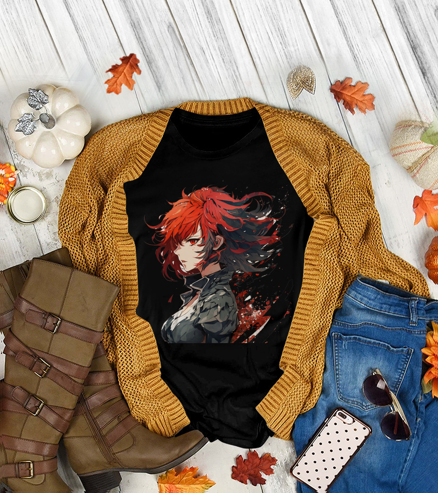 Ryuko Red Hair Anime Character Dynamic T-Shirt