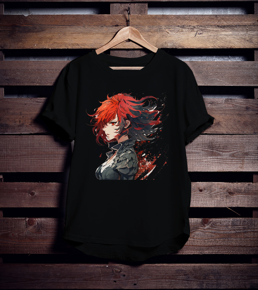 Ryuko Red Hair Anime Character Dynamic T-Shirt