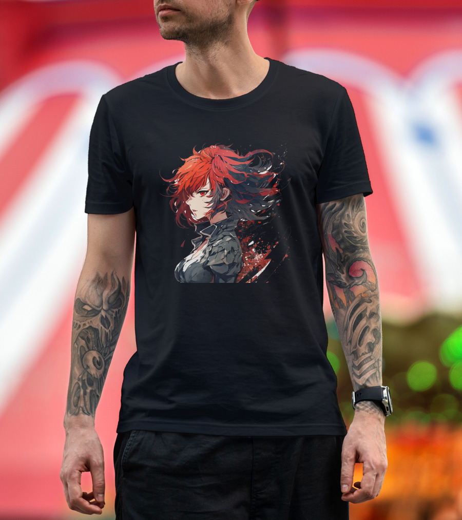 Ryuko Red Hair Anime Character Dynamic T-Shirt