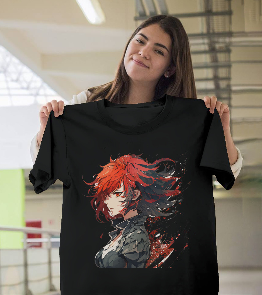 Ryuko Red Hair Anime Character Dynamic T-Shirt