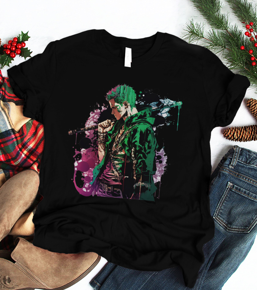 Roronoa Zoro Vibrant Watercolor Style One Piece Fan T-Shirt
