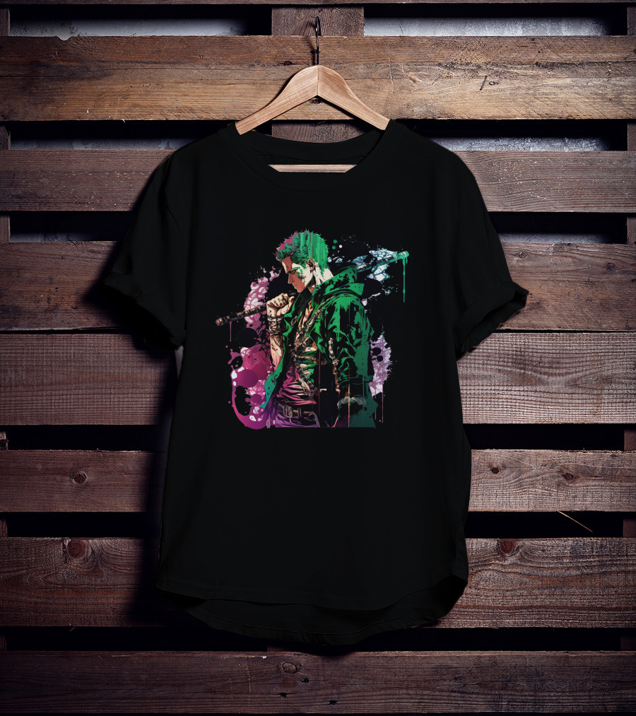 Roronoa Zoro Vibrant Watercolor Style One Piece Fan T-Shirt