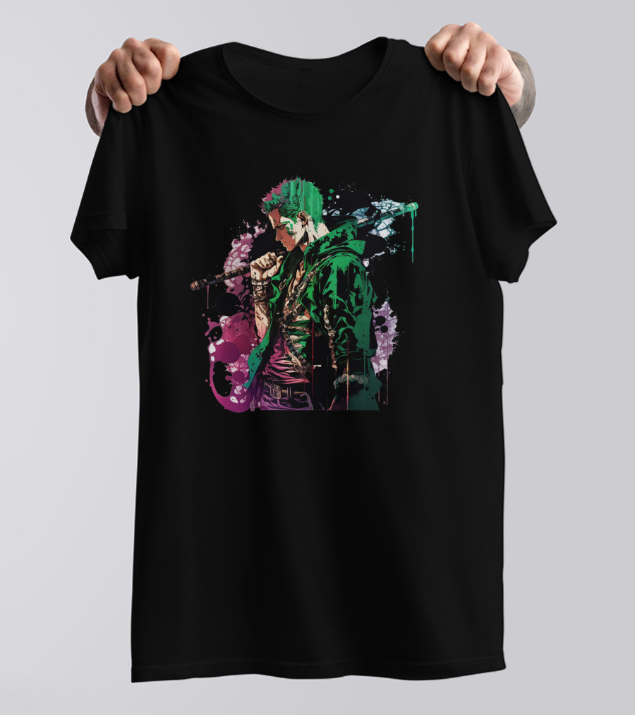 Roronoa Zoro Vibrant Watercolor Style One Piece Fan T-Shirt
