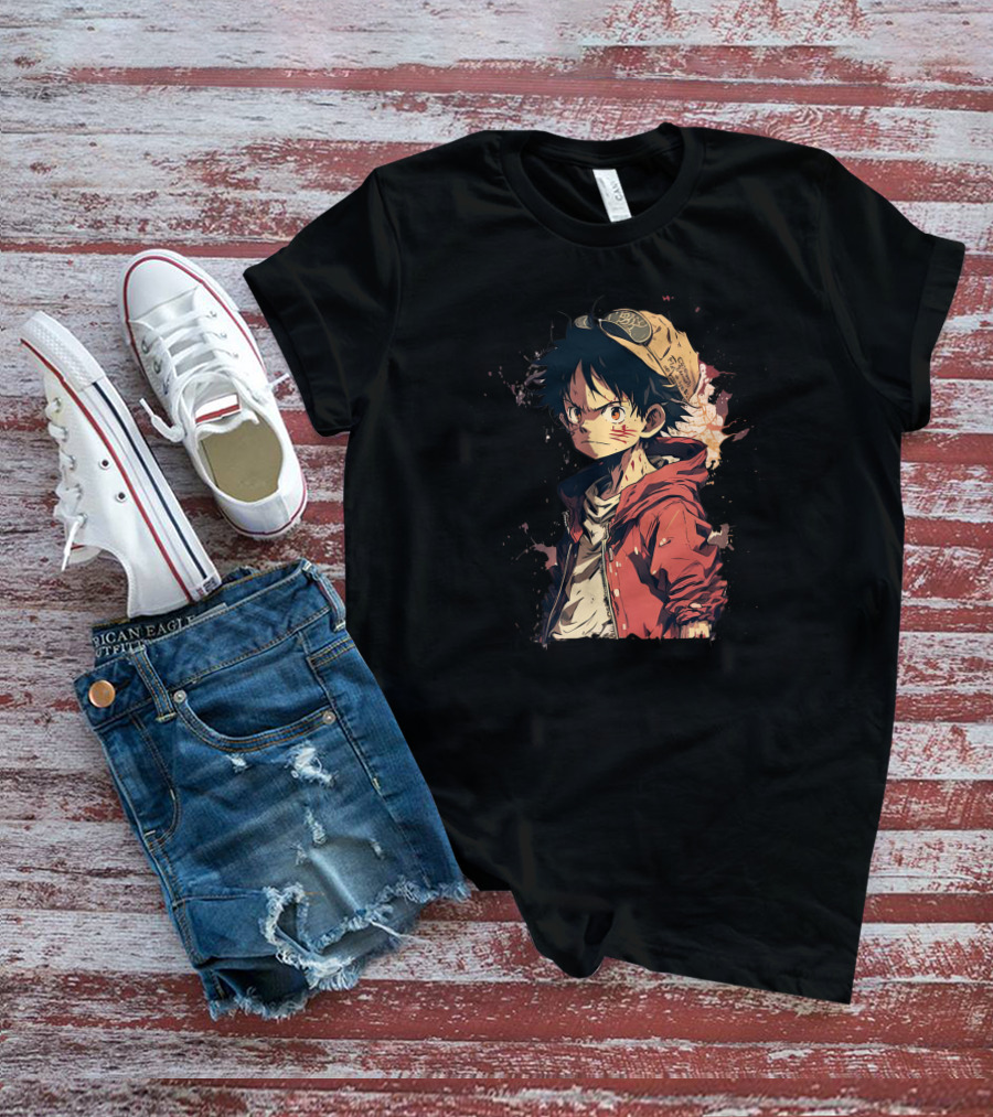 Luffy Kid One Piece Straw Hat Red Jacket Character T-Shirt
