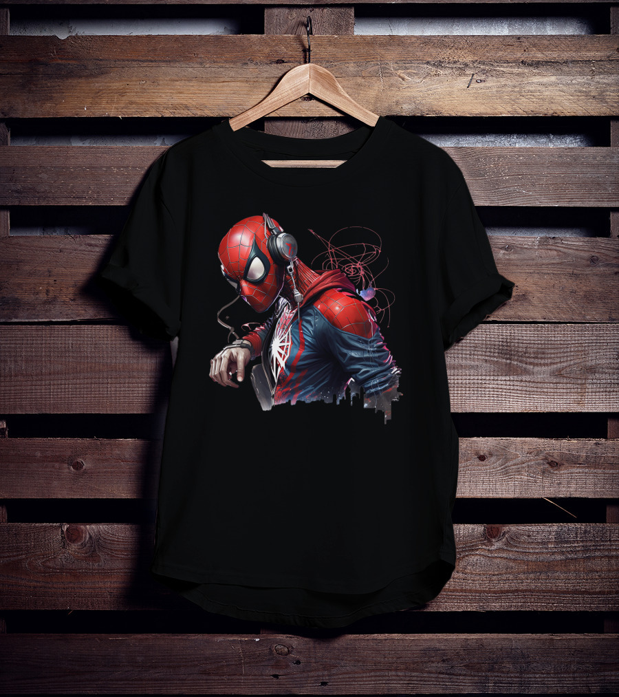Spider Man Hip Hop Headphones Urban Vibes T-Shirt