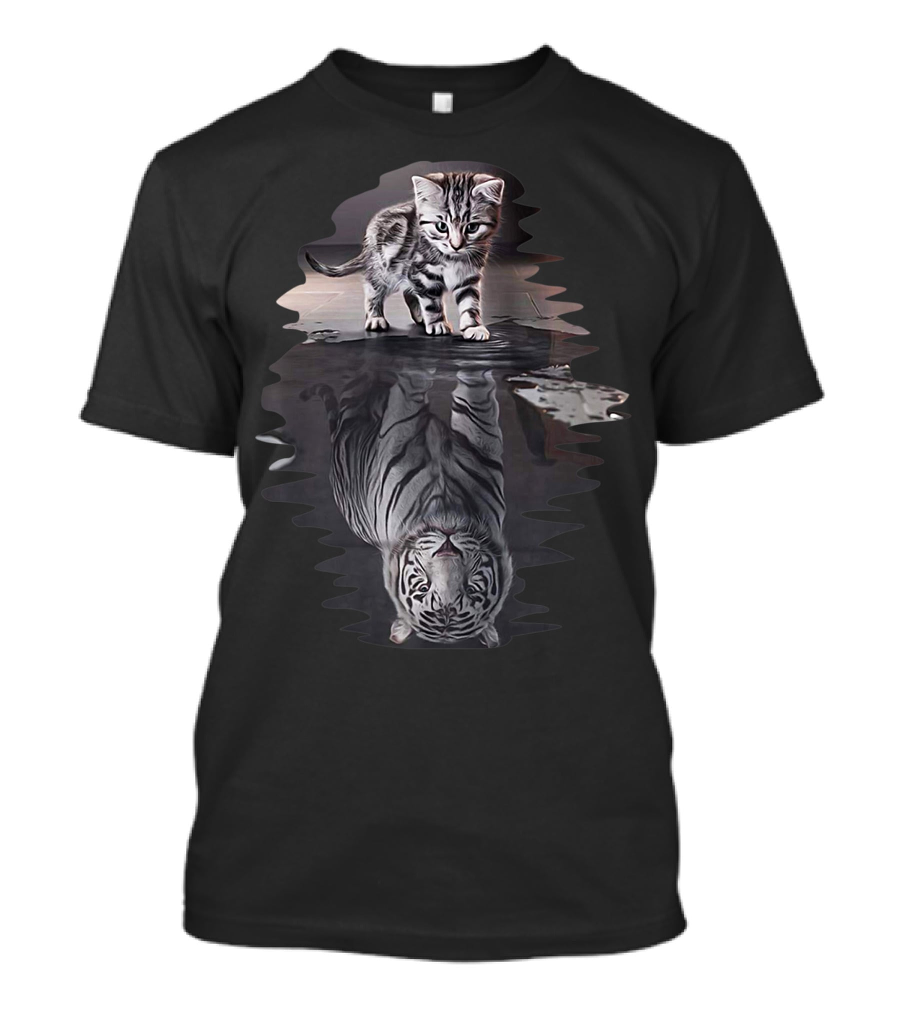 Cat Reflection As Tiger In Water T-Shirt