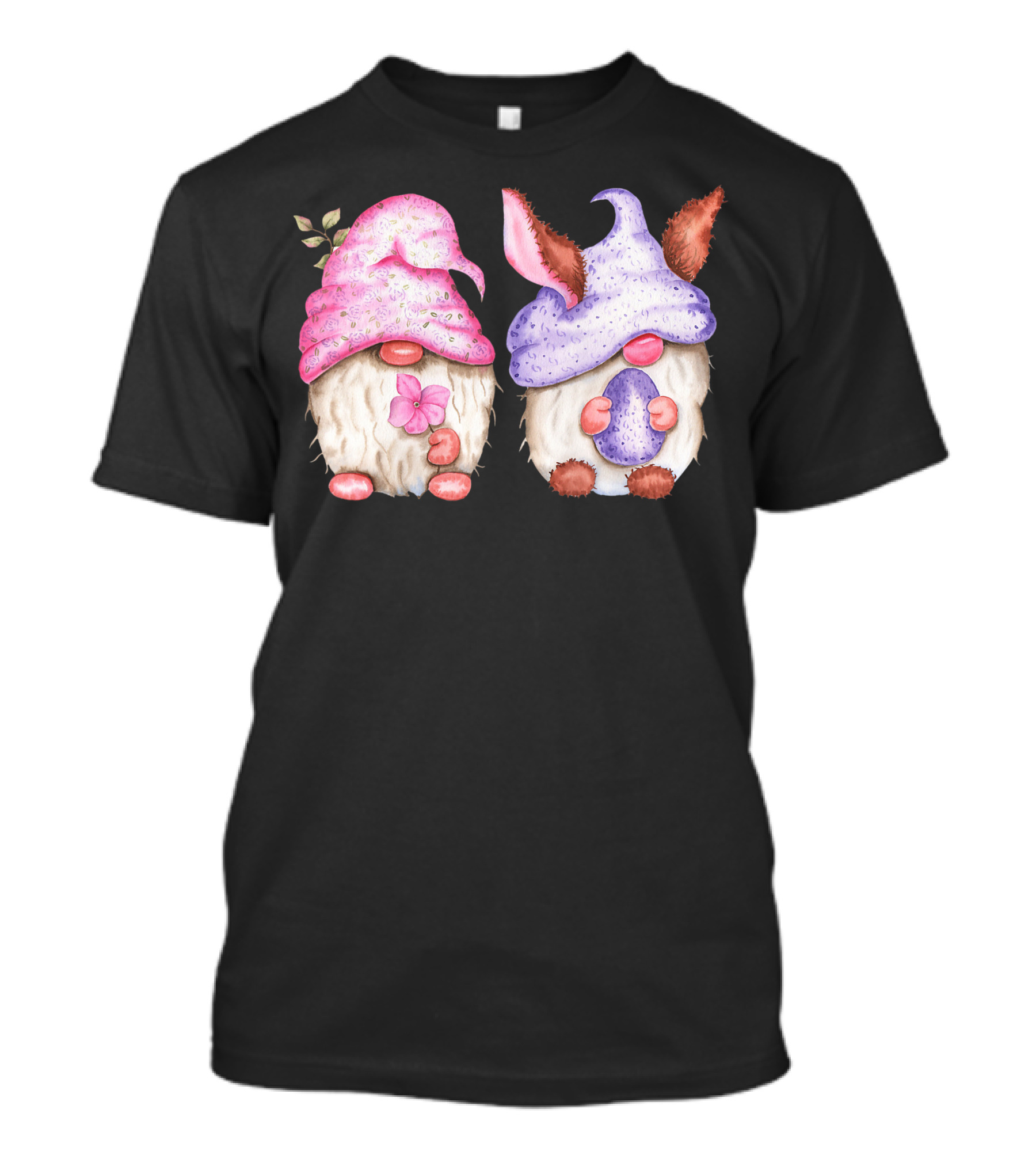Easter Gnome Springtime Bunny Hat Flowers And Egg T-Shirt