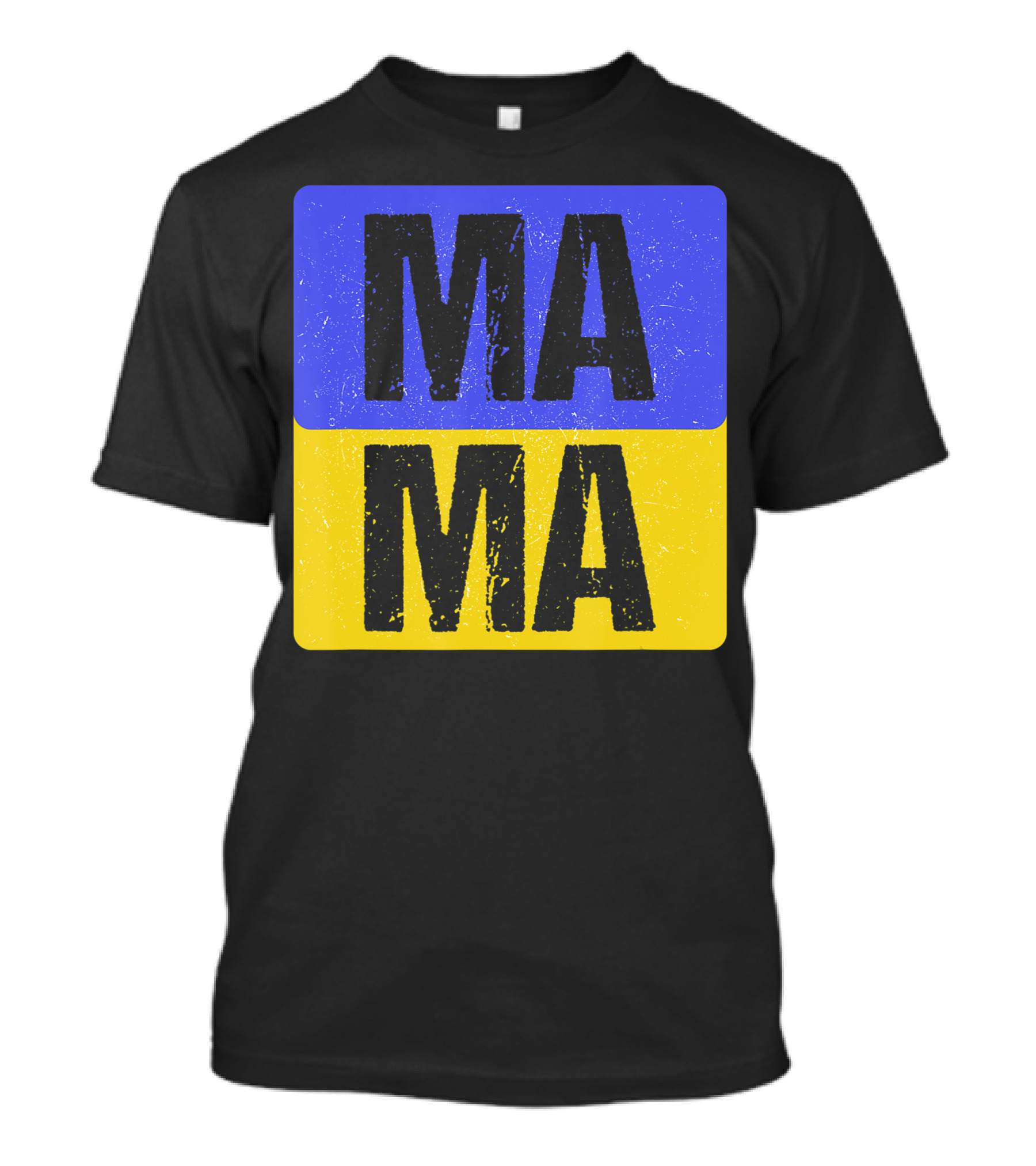 Mama Modern Boxed Square Mom Cute Family Mother Distressed Blue Yellow Blocks T-Shirt