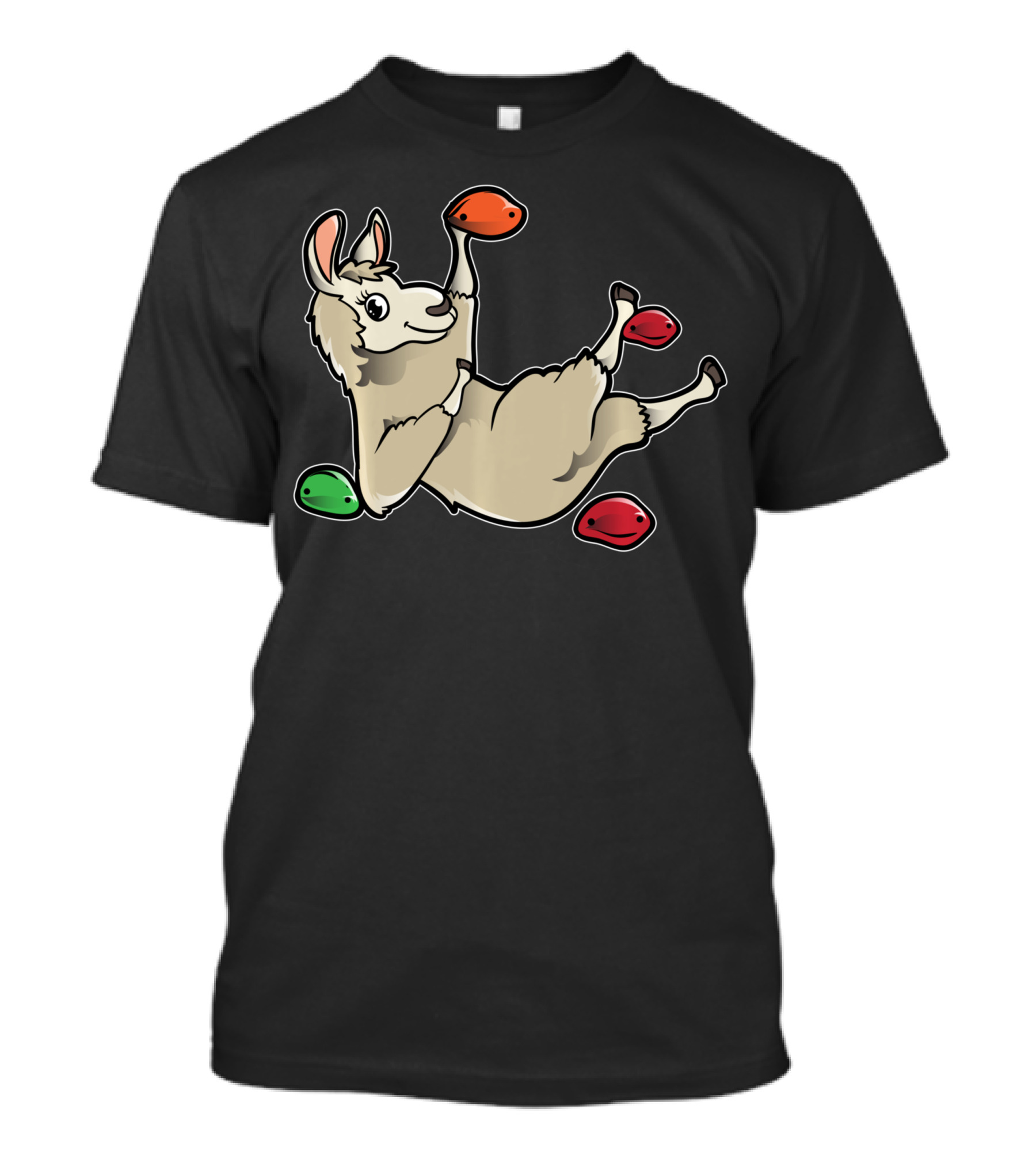 Rock Climbing Llama Alpaca Bouldering Climber Playful Holds T-Shirt