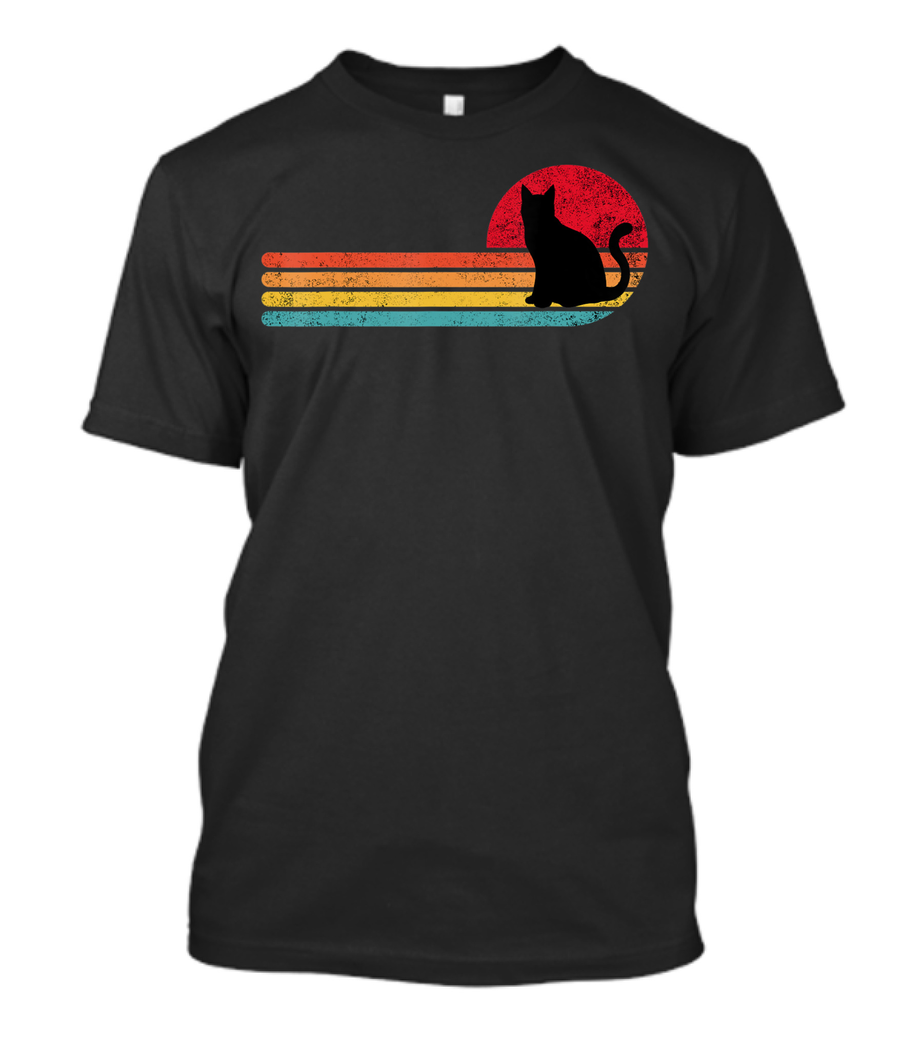 Retro Sunset Cat Silhouette For Kitten Lover Fan T-Shirt