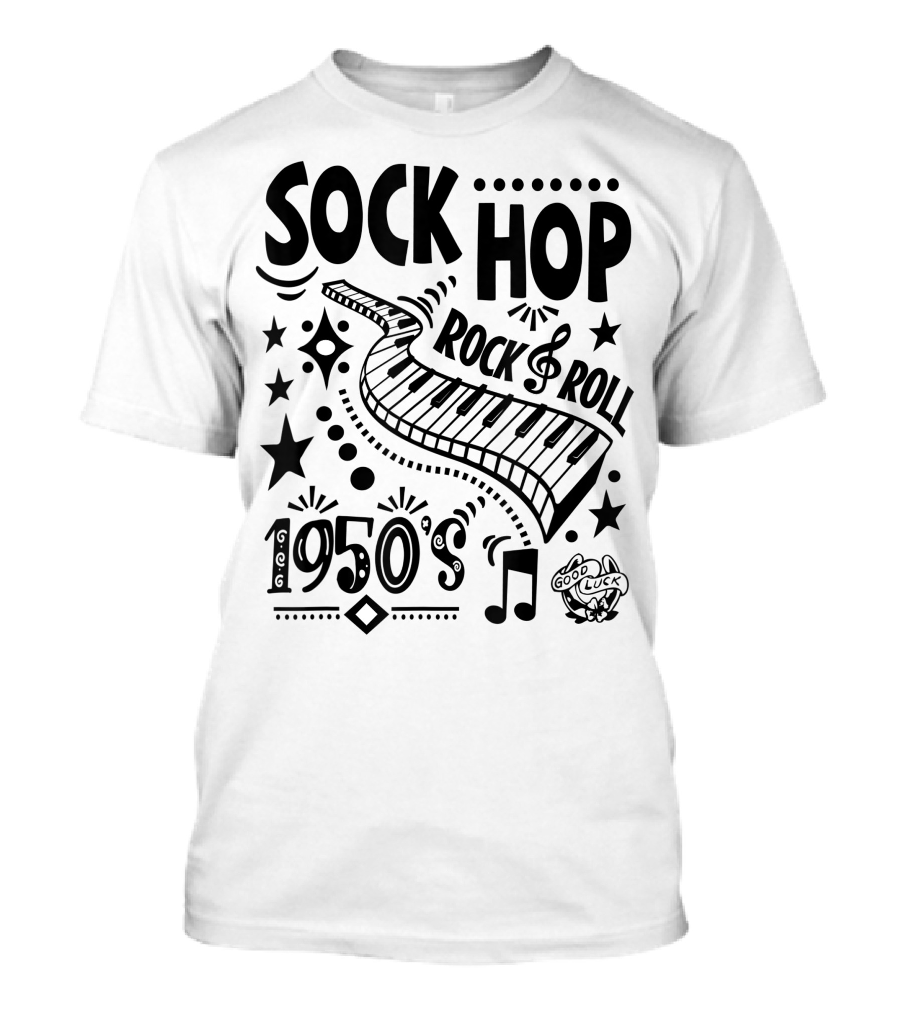 Sock Hop Rock Roll 1950s Piano Music Party T-Shirt