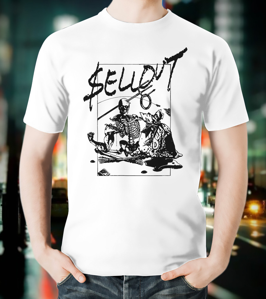 Sellout Skeleton With Money Bag And Dice T-Shirt