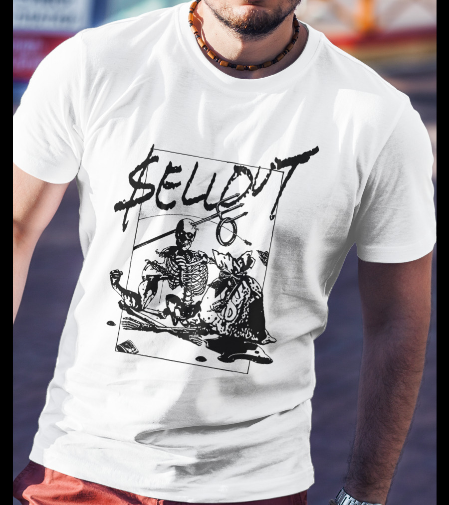 Sellout Skeleton With Money Bag And Dice T-Shirt