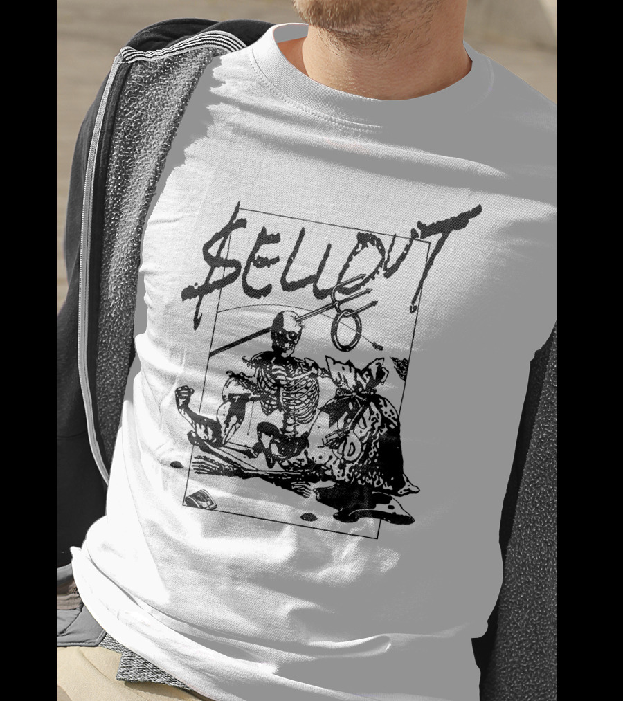 Sellout Skeleton With Money Bag And Dice T-Shirt