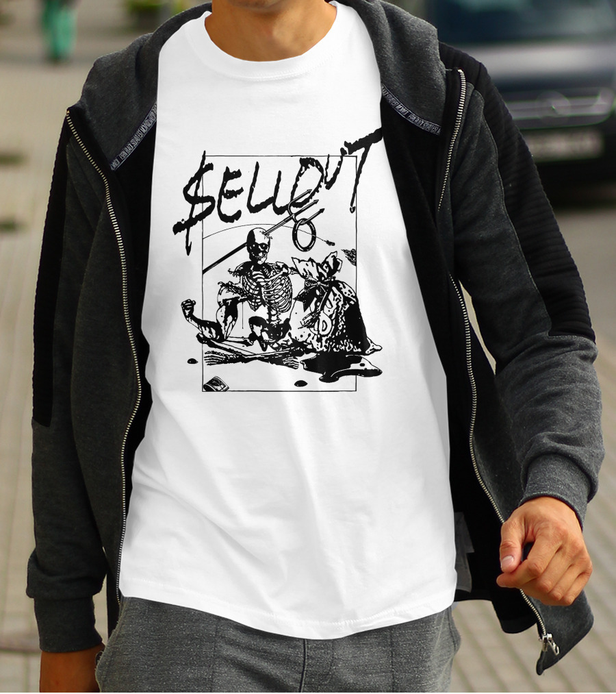 Sellout Skeleton With Money Bag And Dice T-Shirt