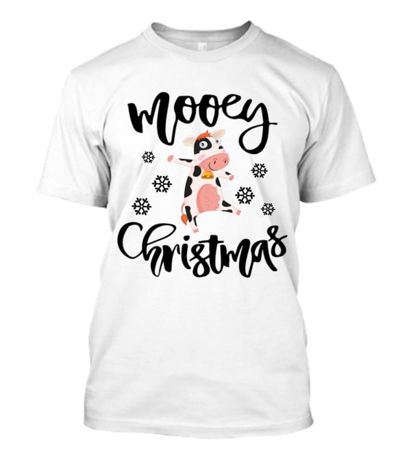 Mooey Christmas Funny Cows Dancing With Snowflakes Holiday Cow T-Shirt