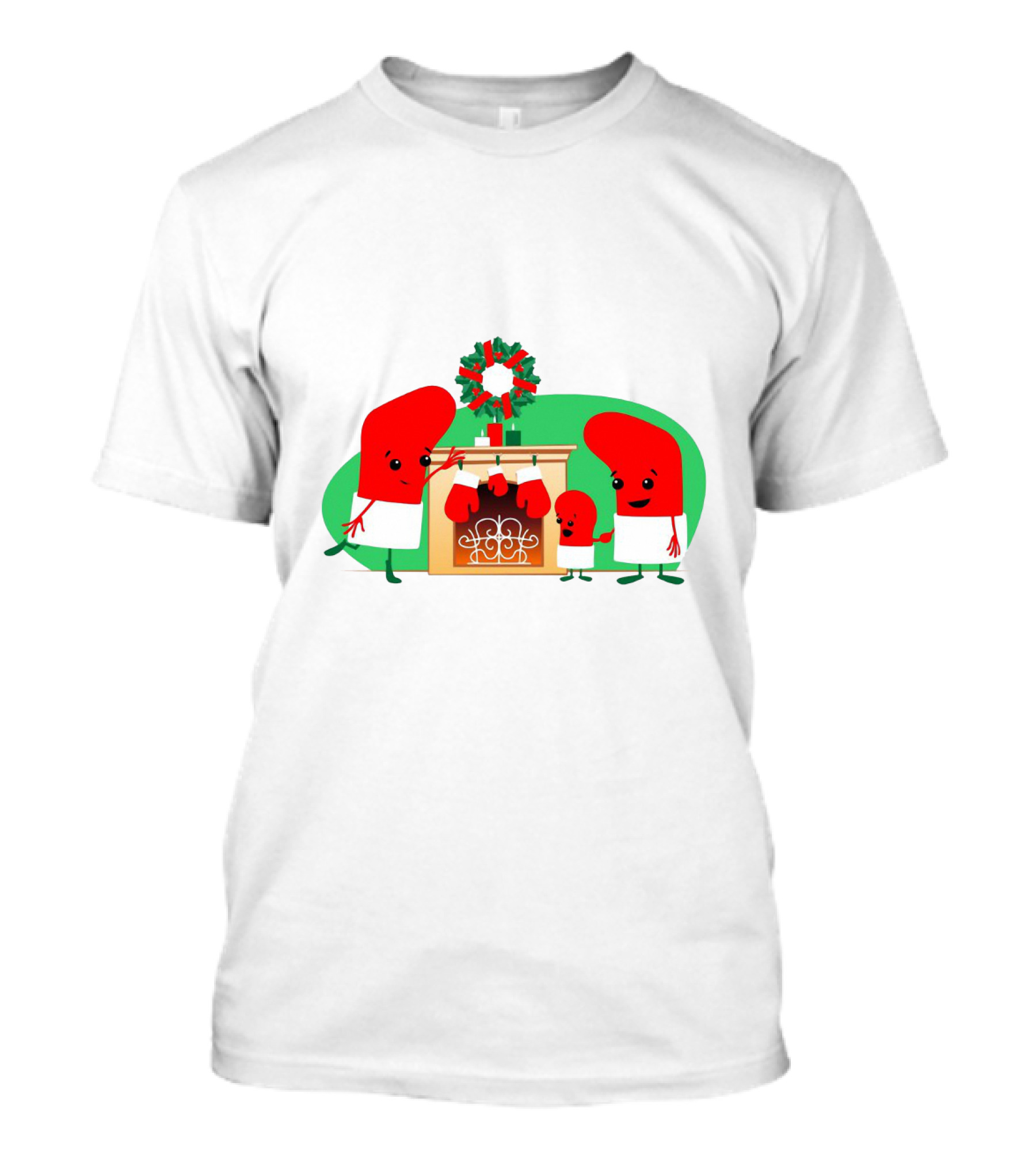 Merry Christmas Family Socks Decorating Fireplace T-Shirt