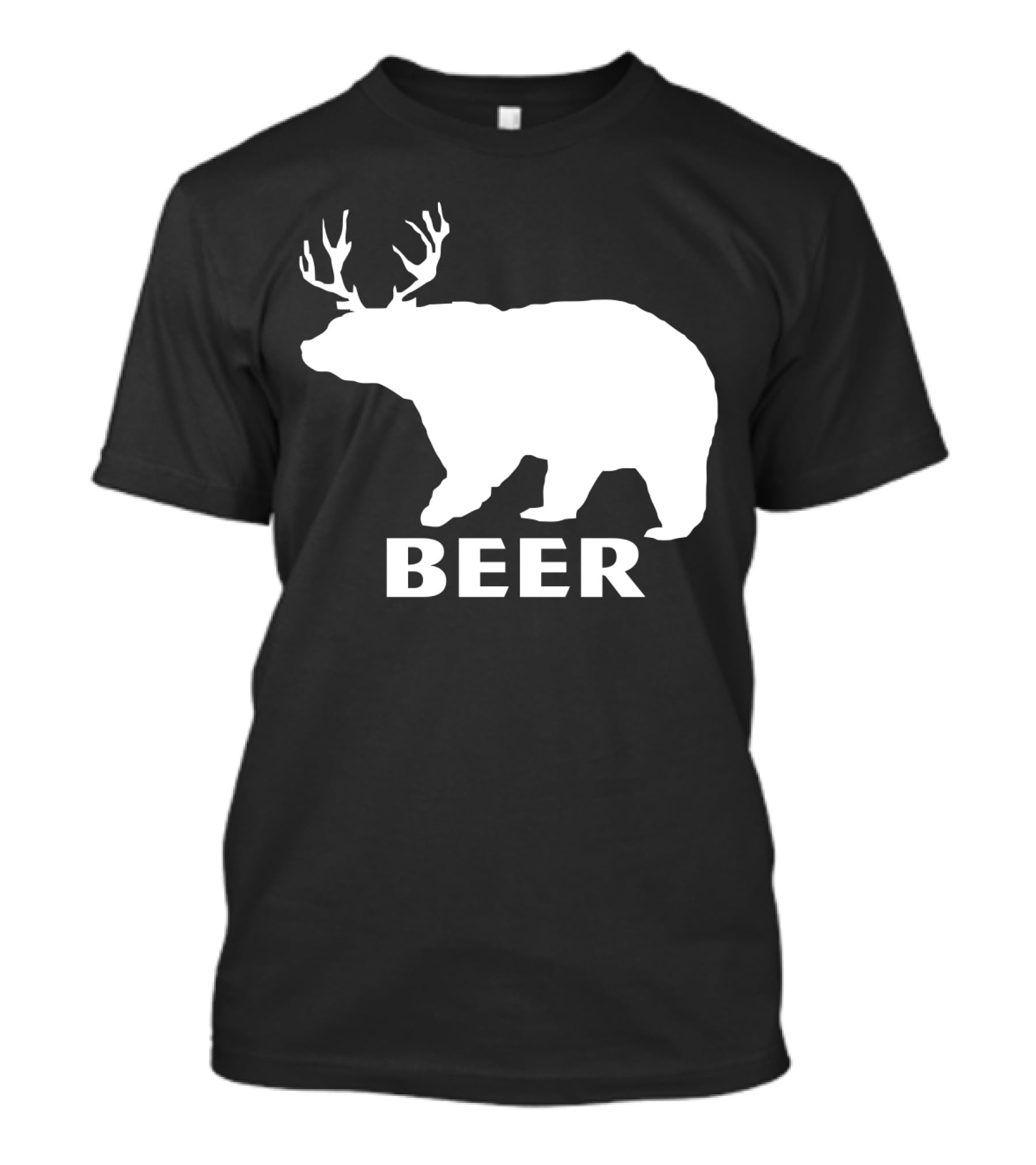 Beer Funny Drinking Bear With Antlers T-Shirt