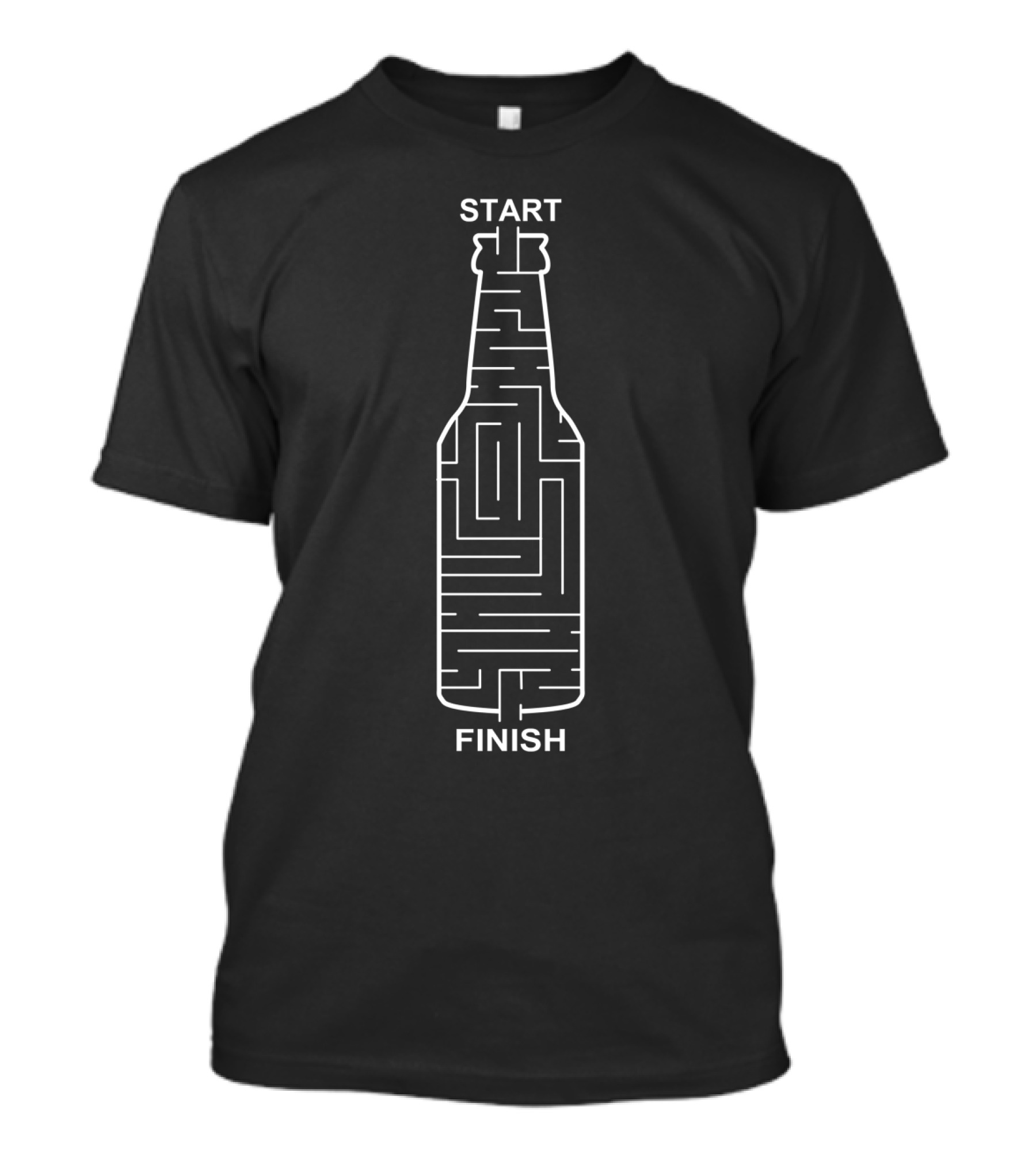 Beer Bottle Maze Start Finish Path Puzzle Design Drink Beer T-Shirt