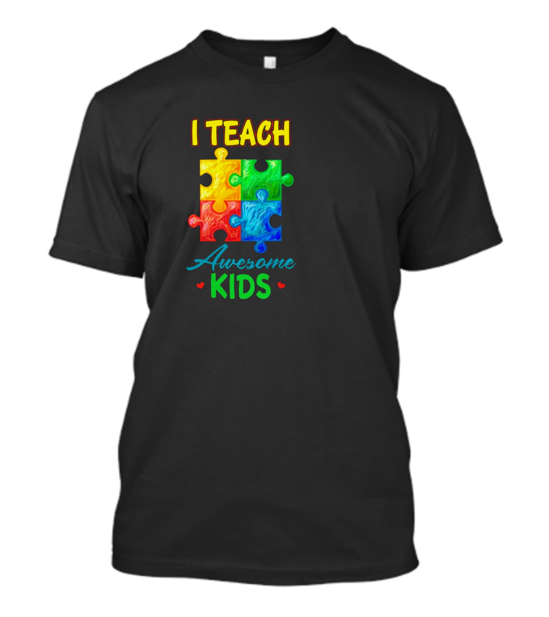 I Teach Awesome Kids Autism Puzzle Pieces T-Shirt