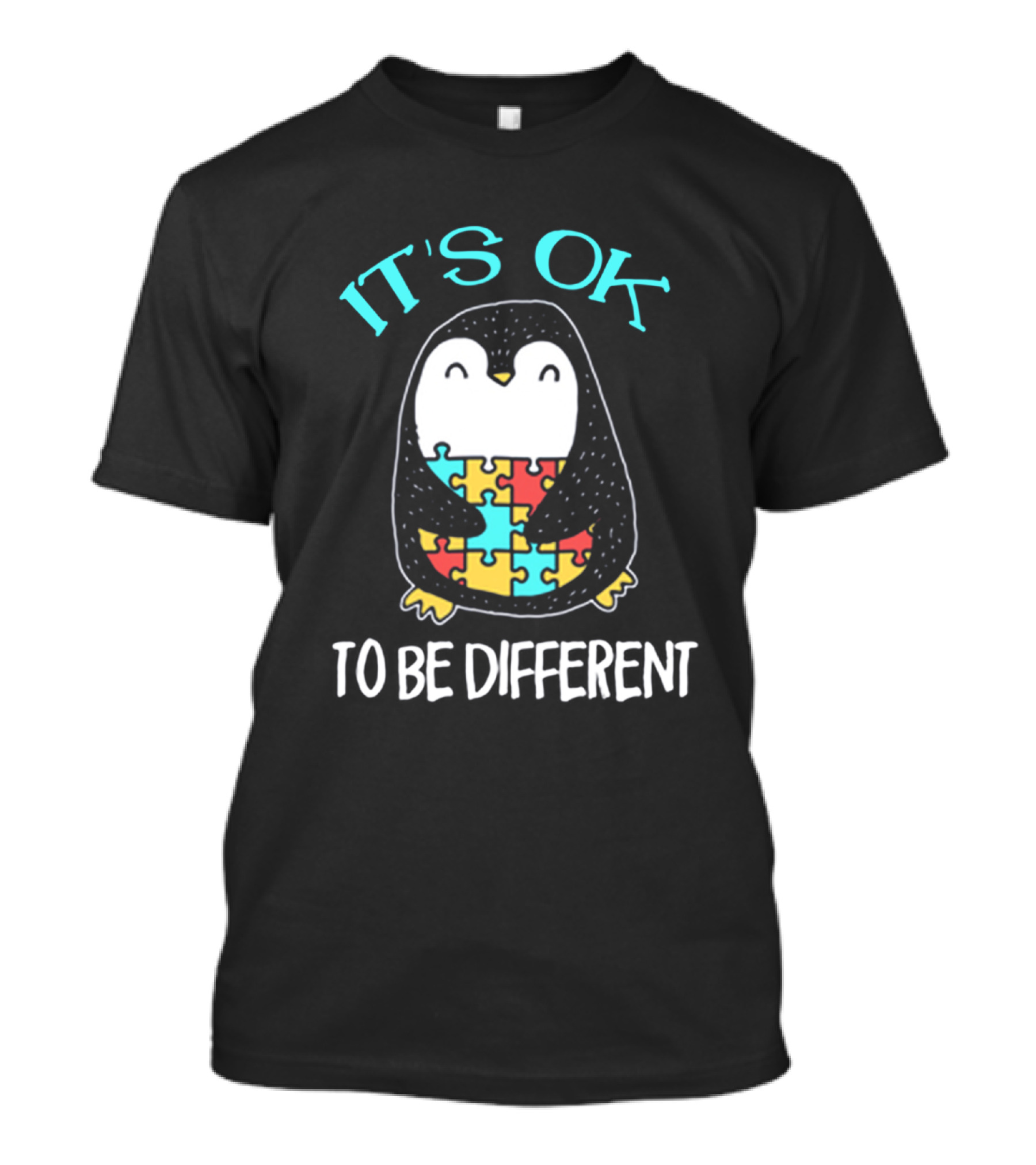 It's Ok To Be Different Penguin With Autism Puzzle T-Shirt