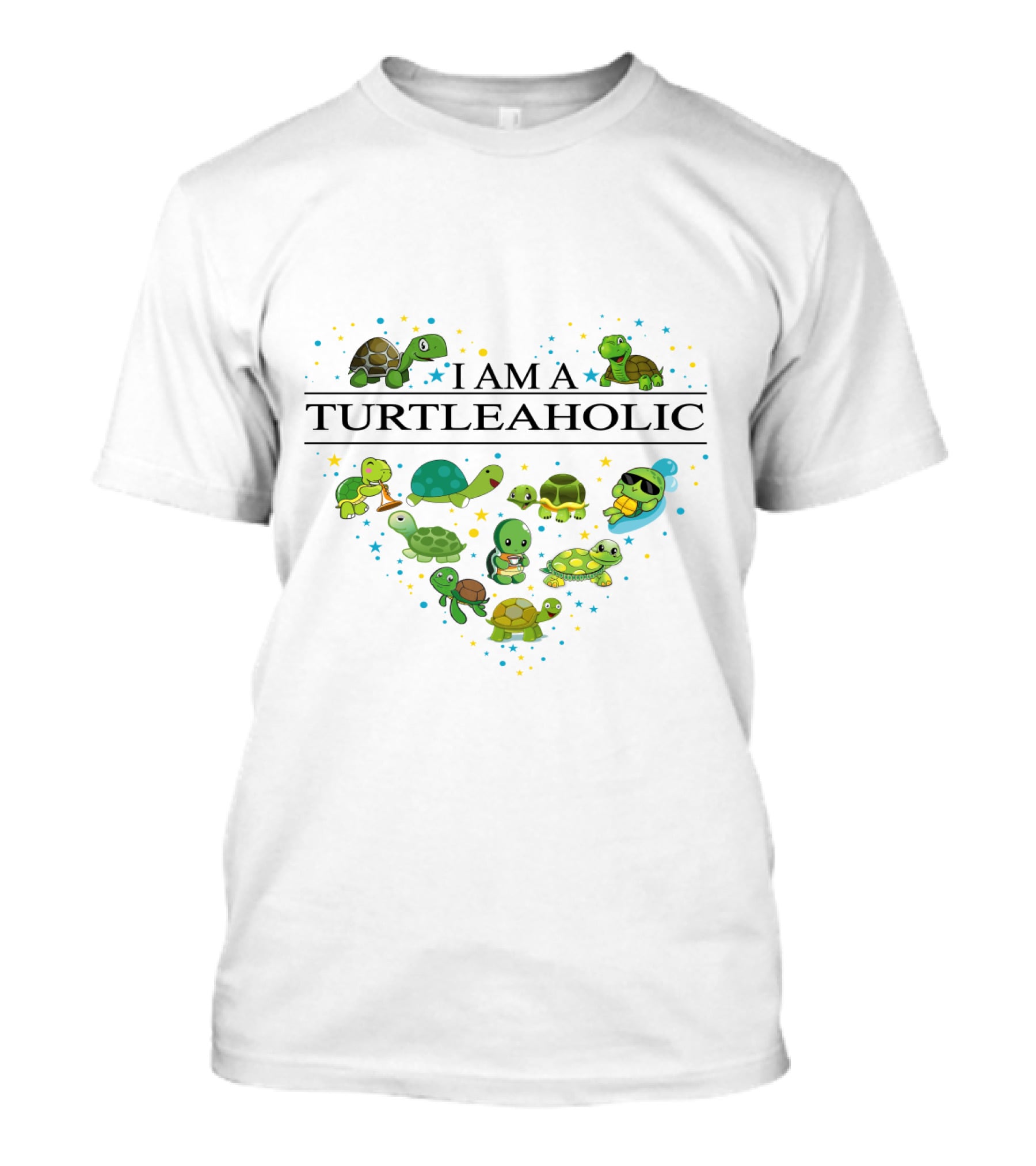 I Am A Turtleaholic Heart-Shaped Turtle Cartoon Collection T-Shirt