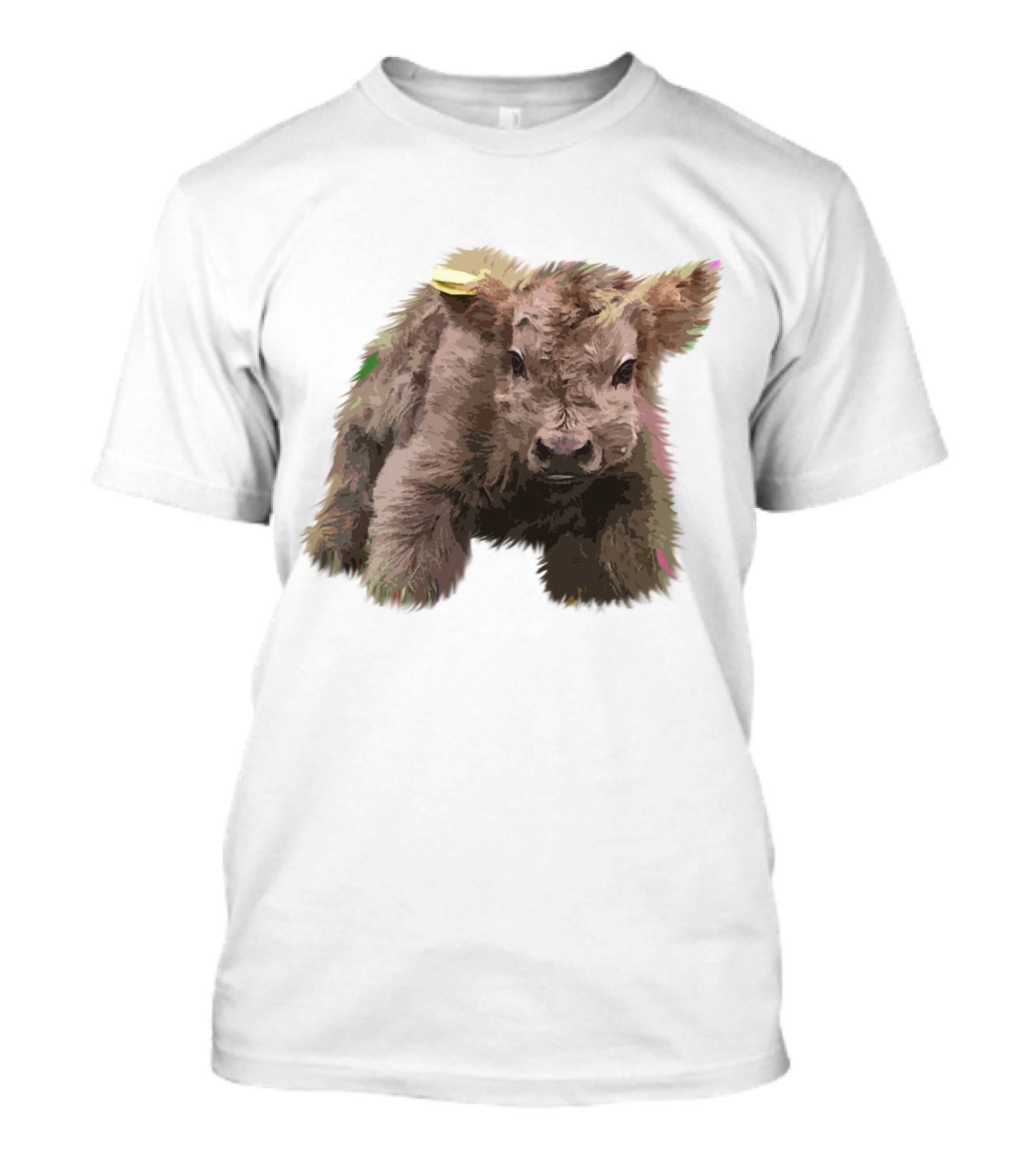 Cute Highland Cow Farm Animals Fluffy Calf T-Shirt