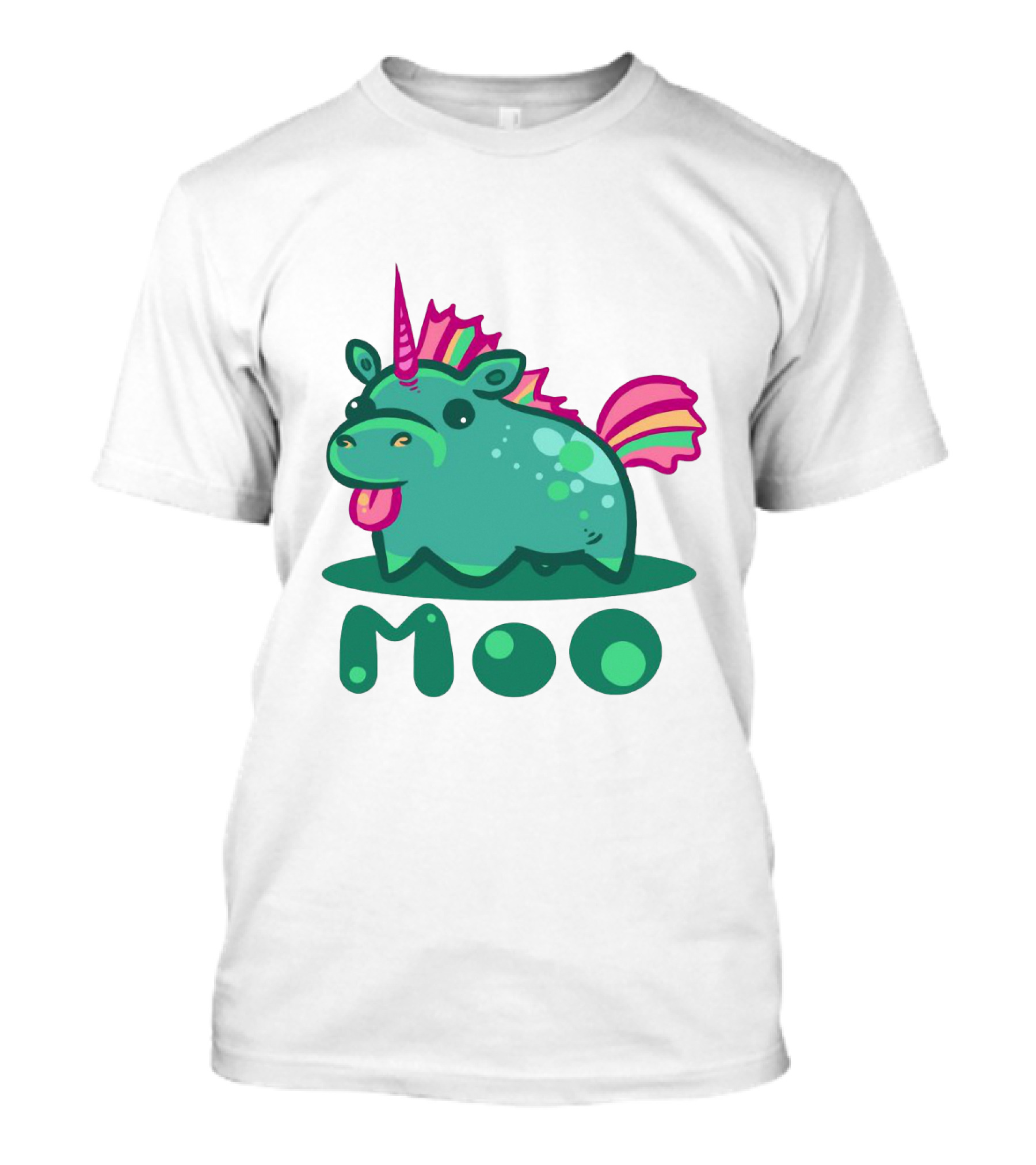 Moo Cute Derpy Unicow With Pink Horn And Rainbow Tail T-Shirt