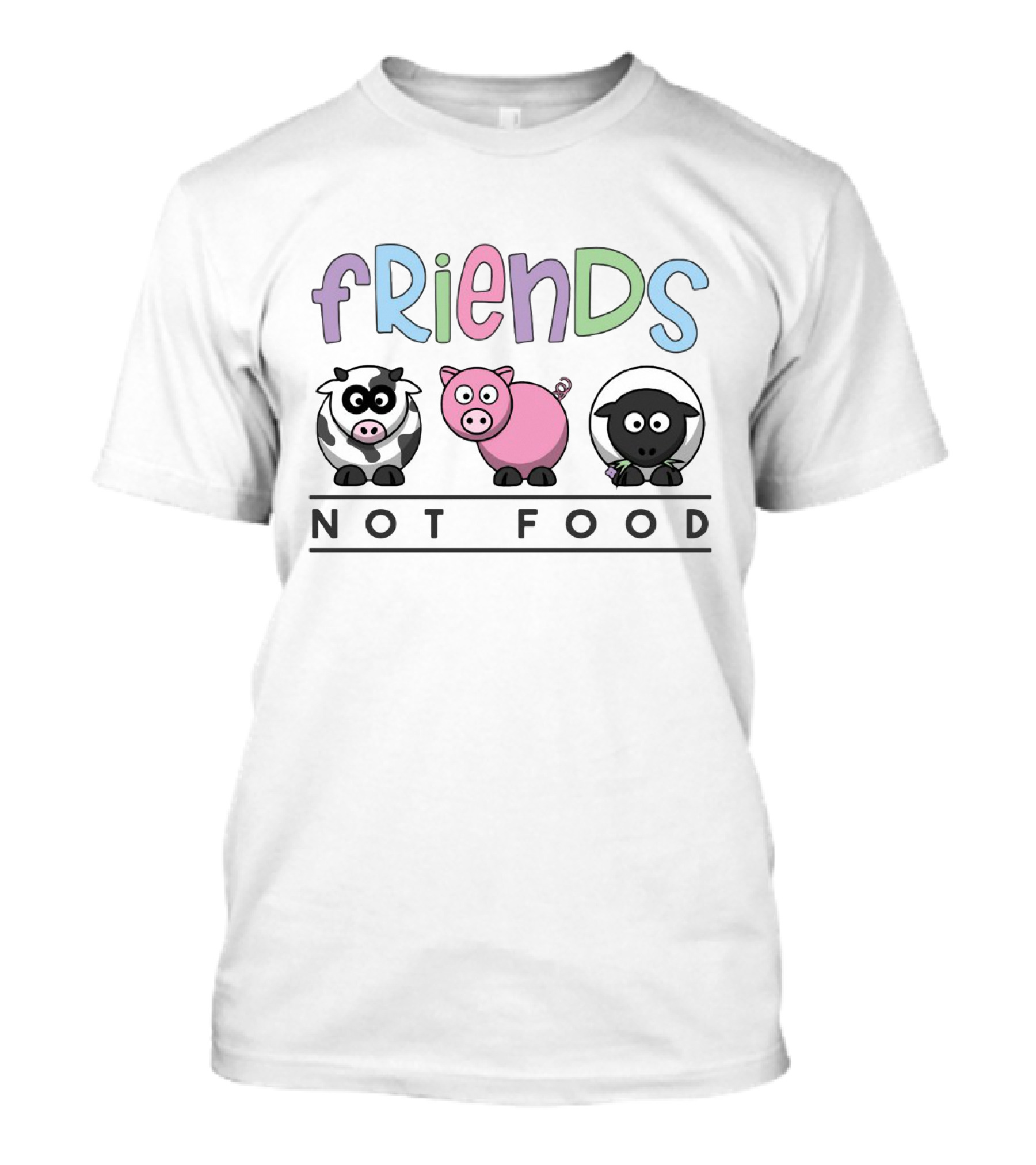 Friends Not Food Vegetarian Cow Pig Sheep T-Shirt