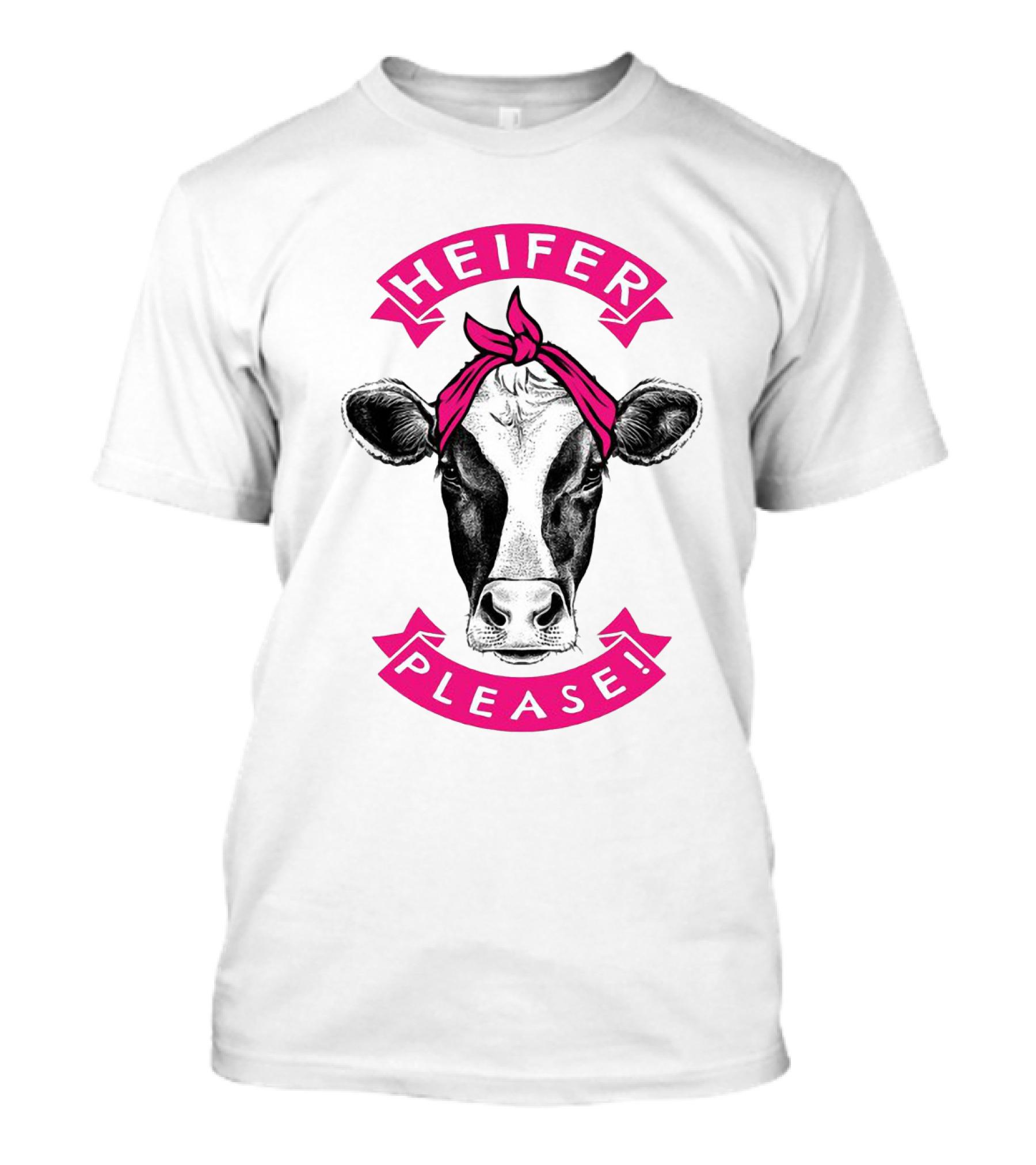 Heifer Please Cow With Pink Bandana Cowgirl T-Shirt