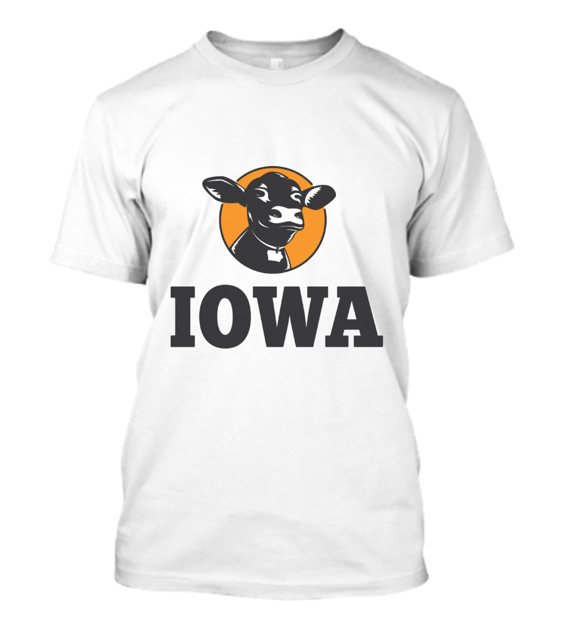 Iowa Love Cow In Black And Orange Circle T-Shirt