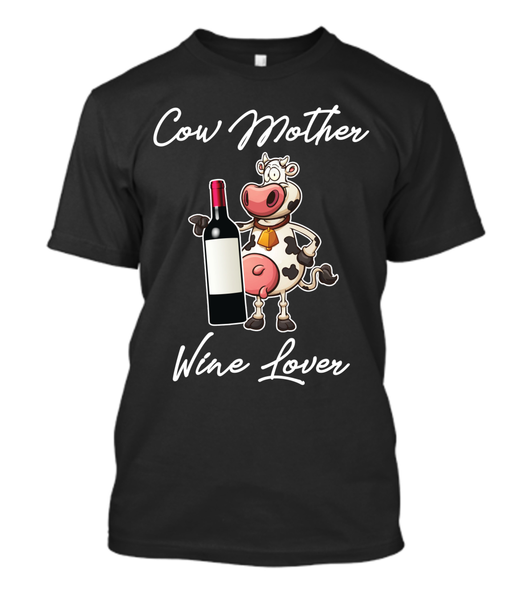 Cow Mother Wine Lover Funny Cow With Wine Bottle T-Shirt